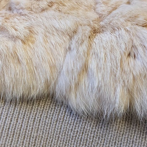 Women's Rabbit Fur Bomber Style Jacket Satin Lining Size Med - Picture 4 of 10